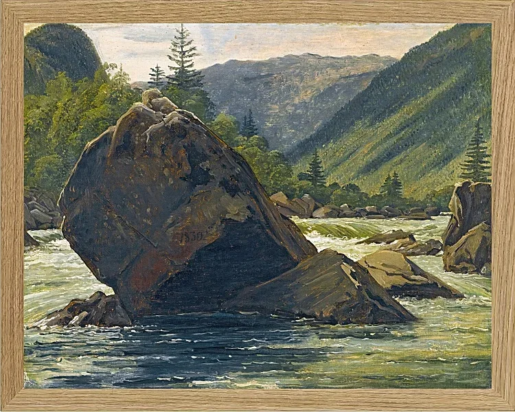 Martinus Rørbye – Ein Findling in den Stromschnellen 1830 | Giclée Kunstdruck gerahmt