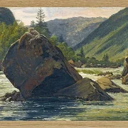 Martinus Rørbye – Ein Findling in den Stromschnellen 1830 | Giclée Kunstdruck gerahmt