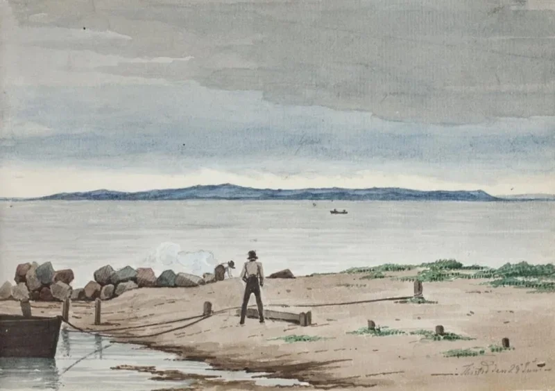 Martinus Rørbye | Strandlandschaft mit Unwetterwolken - 1830 | Gerahmter Kunstdruck | Goldenes Zeitalter Dänemark