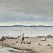 Martinus Rørbye | Strandlandschaft mit Unwetterwolken - 1830 | Gerahmter Kunstdruck | Goldenes Zeitalter Dänemark
