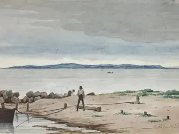 Martinus Rørbye | Strandlandschaft mit Unwetterwolken - 1830 | Gerahmter Kunstdruck | Goldenes Zeitalter Dänemark