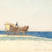 Martinus Rørbye | Ein Pferdewagen nahe dem Wasser hält - 1830 | Gerahmter Kunstdruck | Goldenes Zeitalter Dänemark