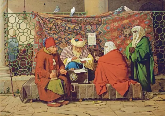 Martinus Rørbye | En tyrkisk notar udarbejder en ægteskabskontrakt - 1837 | Indrammet kunsttryk | Danmarks Guldalder