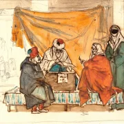 Martinus Rørbye | En tyrkisk notarius opsætter en ægteskabskontrakt - 1836 | Indrammet kunsttryk | Danmarks Guldalder