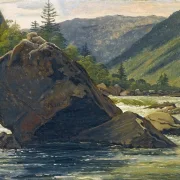 Martinus Rørbye | En uberegnelig klippe i floderne - 1830 | Indrammet kunsttryk | Danmarks Guldalder