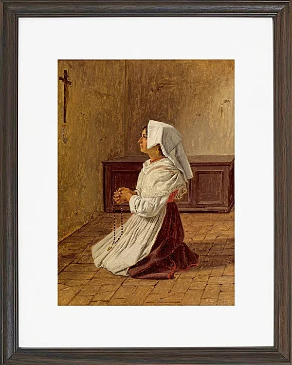 Martinus Rørbye – Eine betende Italienerin 1836 | Giclée Kunstdruck gerahmt