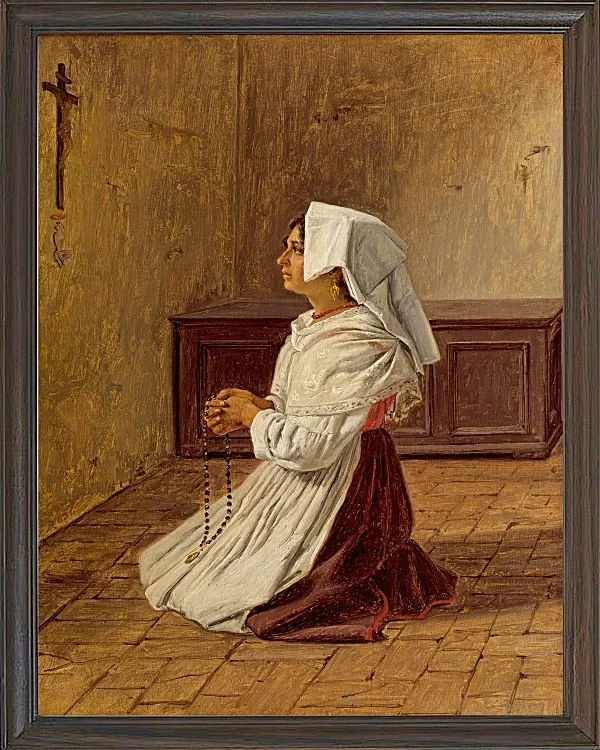 Martinus Rørbye – Eine betende Italienerin 1836 | Giclée Kunstdruck gerahmt