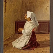 Martinus Rørbye – Eine betende Italienerin 1836 | Giclée Kunstdruck gerahmt