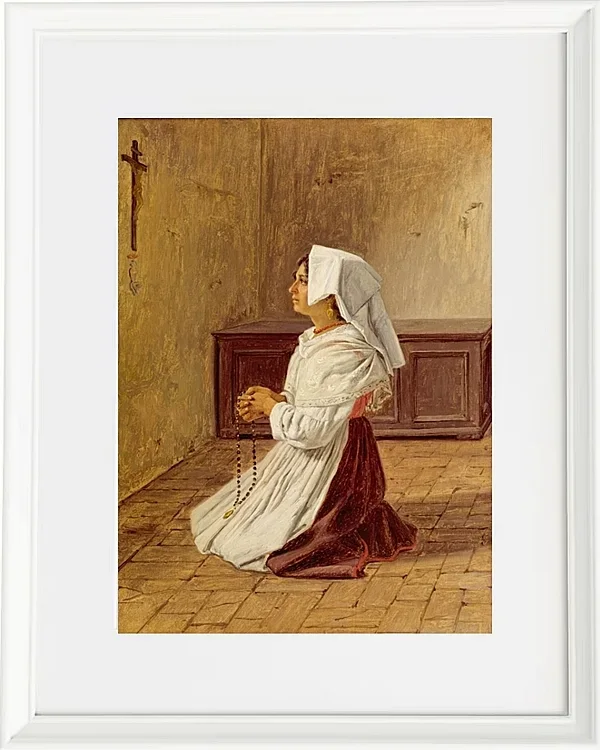 Martinus Rørbye – Eine betende Italienerin 1836 | Giclée Kunstdruck gerahmt