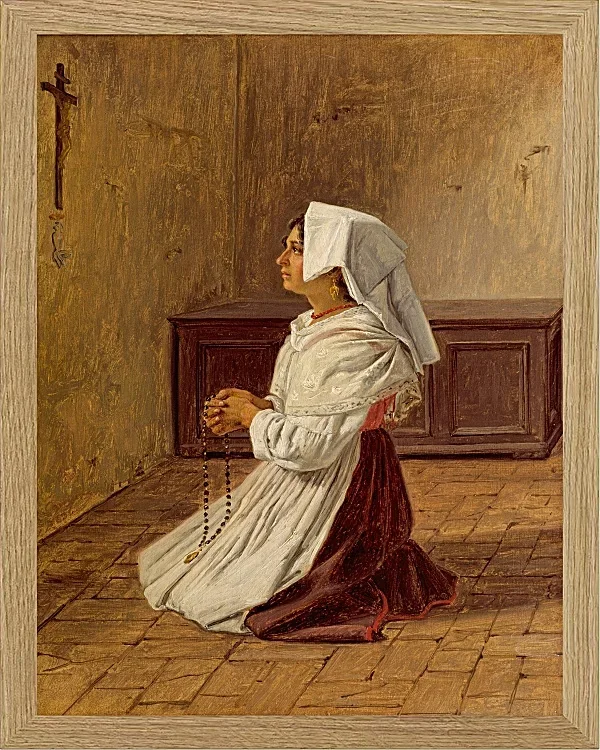 Martinus Rørbye – Eine betende Italienerin 1836 | Giclée Kunstdruck gerahmt