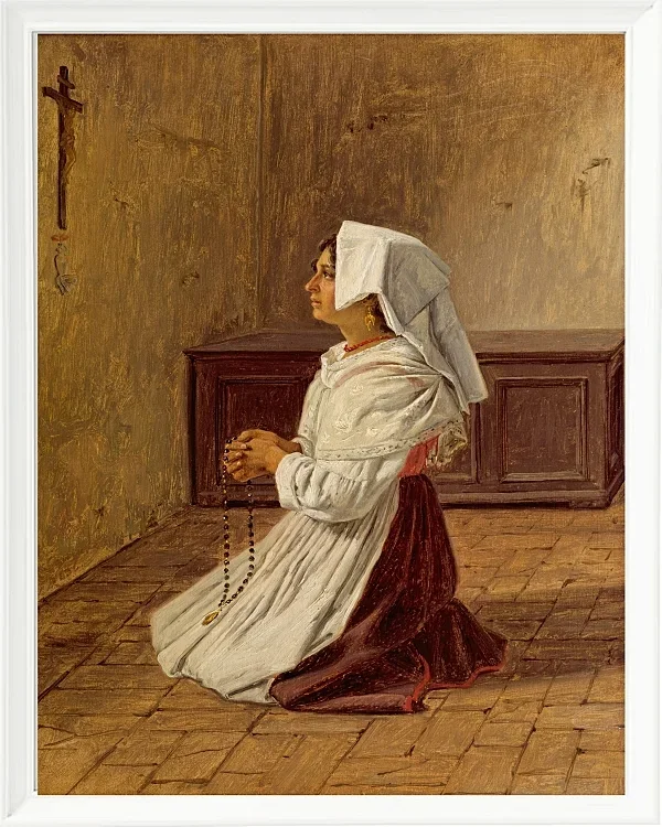 Martinus Rørbye – Eine betende Italienerin 1836 | Giclée Kunstdruck gerahmt