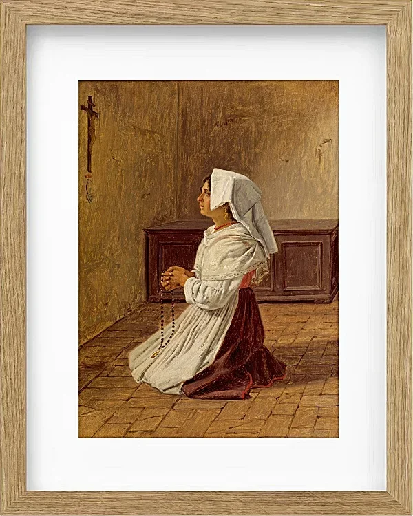 Martinus Rørbye – Eine betende Italienerin 1836 | Giclée Kunstdruck gerahmt