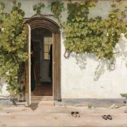 Martinus Rørbye – Eingang zu einem Gasthaus im Praestegarden in Hillested 1844 | Giclée Kunstdruck gerahmt