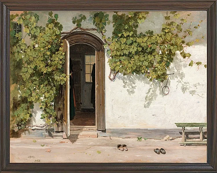 Martinus Rørbye – Eingang zu einem Gasthaus im Praestegarden in Hillested 1844 | Giclée Kunstdruck gerahmt