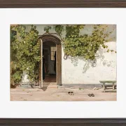 Martinus Rørbye – Eingang zu einem Gasthaus im Praestegarden in Hillested 1844 | Giclée Kunstdruck gerahmt