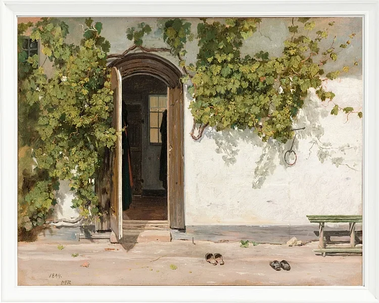 Martinus Rørbye – Eingang zu einem Gasthaus im Praestegarden in Hillested 1844 | Giclée Kunstdruck gerahmt