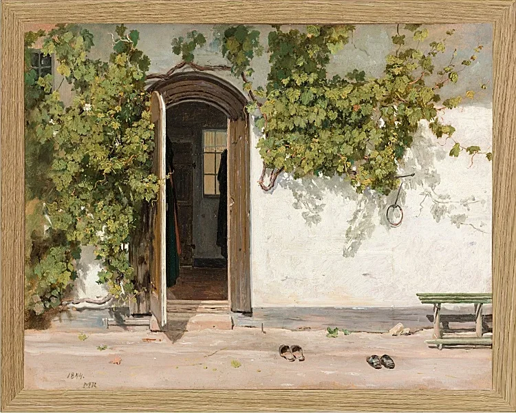 Martinus Rørbye – Eingang zu einem Gasthaus im Praestegarden in Hillested 1844 | Giclée Kunstdruck gerahmt