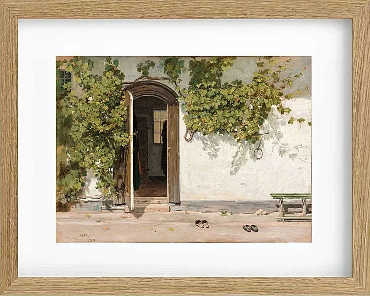 Martinus Rørbye – Eingang zu einem Gasthaus im Praestegarden in Hillested 1844 | Giclée Kunstdruck gerahmt