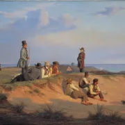 Martinus Rørbye | Männer von Skagen an einem Sommerabend bei gutem Wetter - 1848 | Gerahmter Kunstdruck | Goldenes Zeitalter Dänemark