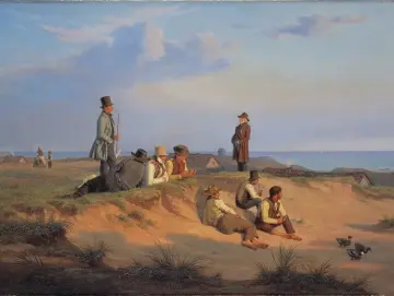 Martinus Rørbye | Männer von Skagen an einem Sommerabend bei gutem Wetter - 1848 | Gerahmter Kunstdruck | Goldenes Zeitalter Dänemark