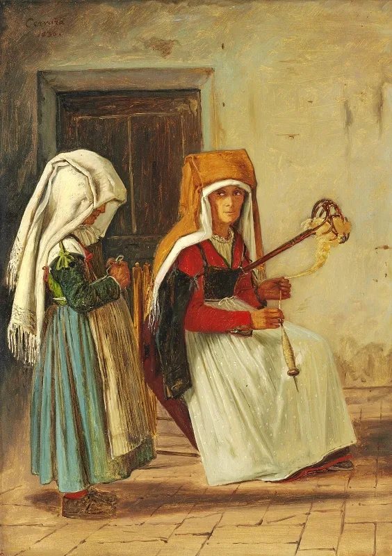Martinus Rørbye | Hjemmescene i Cervara – 1836 | Indrammet kunsttryk | Danmarks Guldalder