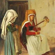 Martinus Rørbye | Hjemmescene i Cervara – 1836 | Indrammet kunsttryk | Danmarks Guldalder