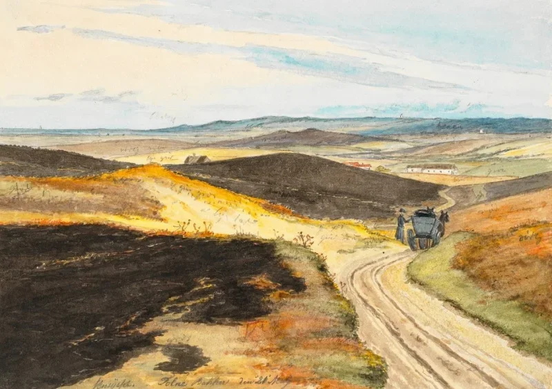 Martinus Rørbye | Hulvej i Tolna-bakkerne – 1833 | Indrammet kunsttryk | Danmarks Guldalder