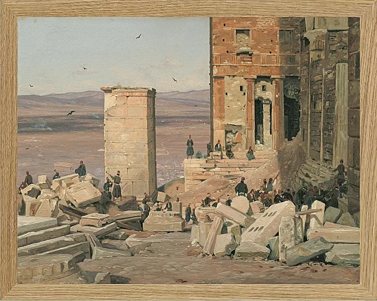 Martinus Rørbye – Griechen arbeiten in den Ruinen der Akropolis 1834 | Giclée Kunstdruck gerahmt