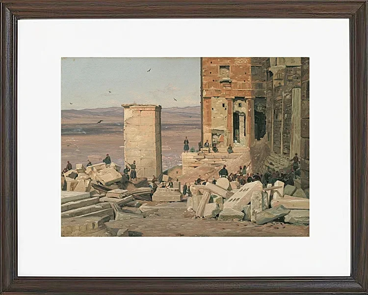 Martinus Rørbye – Griechen arbeiten in den Ruinen der Akropolis 1834 | Giclée Kunstdruck gerahmt