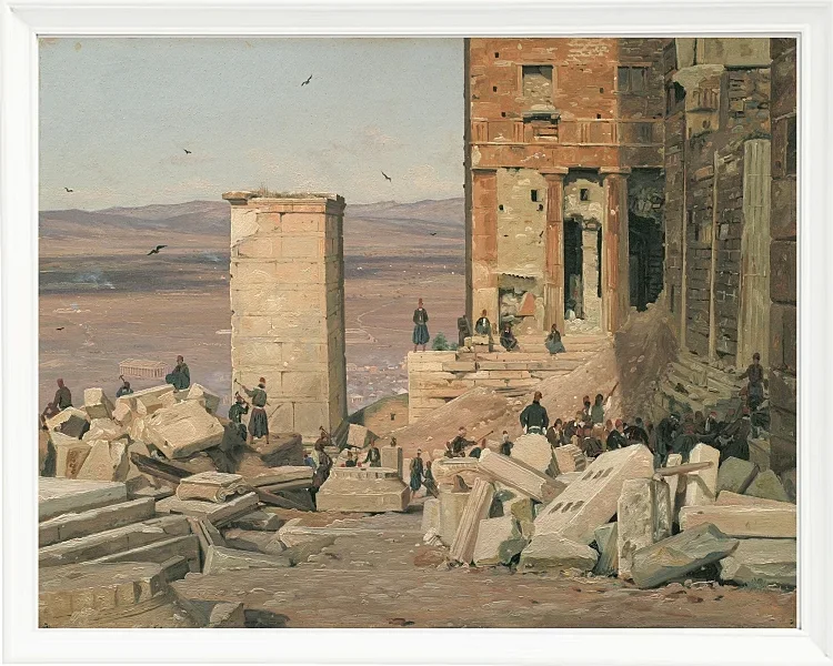 Martinus Rørbye – Griechen arbeiten in den Ruinen der Akropolis 1834 | Giclée Kunstdruck gerahmt