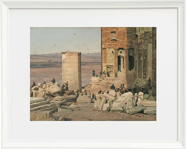Martinus Rørbye – Griechen arbeiten in den Ruinen der Akropolis 1834 | Giclée Kunstdruck gerahmt