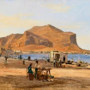Martinus Rørbye – Hafen von Palermo mit Blick auf Monte Pellegrino 1840 | Giclée Kunstdruck gerahmt