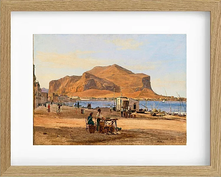 Martinus Rørbye – Hafen von Palermo mit Blick auf Monte Pellegrino 1840 | Giclée Kunstdruck gerahmt
