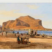Martinus Rørbye – Hafen von Palermo mit Blick auf Monte Pellegrino 1840 | Giclée Kunstdruck gerahmt