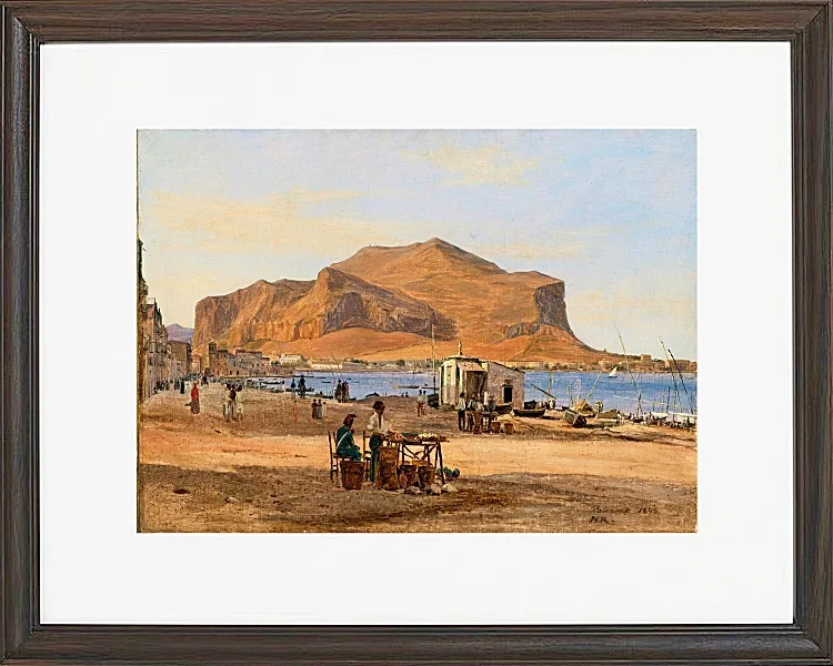 Martinus Rørbye – Hafen von Palermo mit Blick auf Monte Pellegrino 1840 | Giclée Kunstdruck gerahmt