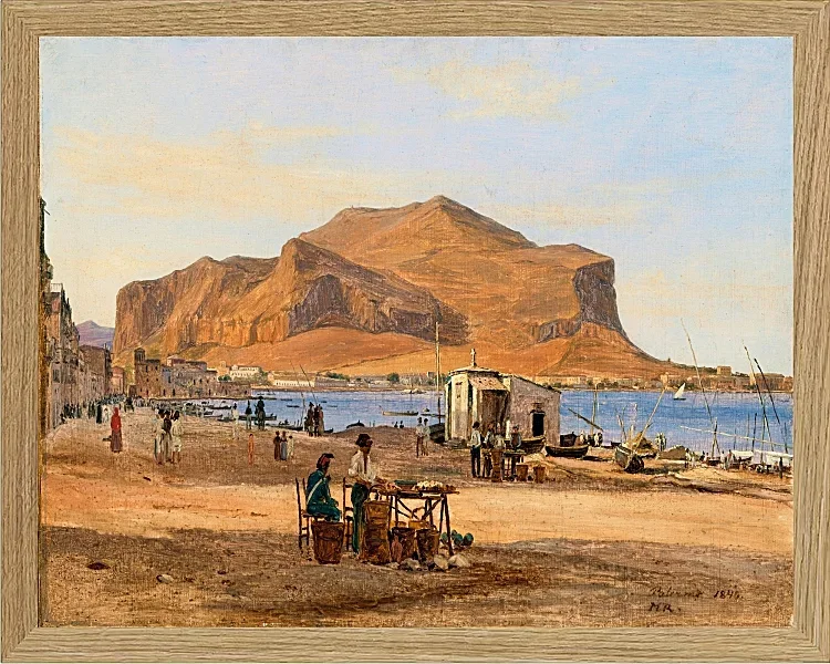 Martinus Rørbye – Hafen von Palermo mit Blick auf Monte Pellegrino 1840 | Giclée Kunstdruck gerahmt