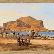 Martinus Rørbye – Hafen von Palermo mit Blick auf Monte Pellegrino 1840 | Giclée Kunstdruck gerahmt