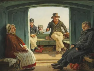 Martinus Rørbye | Reiseszene an Bord eines niederländischen Trawlers – 1846 | Gerahmter Kunstdruck | Goldenes Zeitalter Dänemark