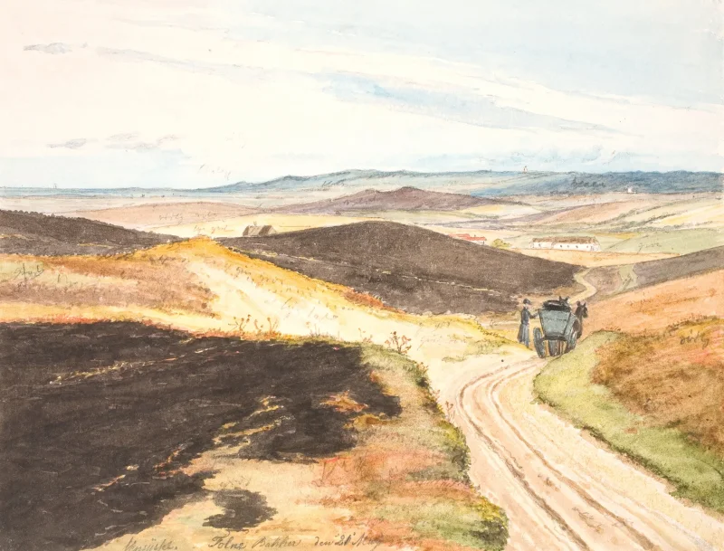 Martinus Rørbye – Hohle Straße in den Hügeln von Tolne, Vendsyssel 1833 | Giclée Kunstdruck gerahmt