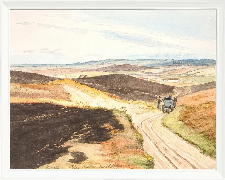 Martinus Rørbye – Hohle Straße in den Hügeln von Tolne, Vendsyssel 1833 | Giclée Kunstdruck gerahmt