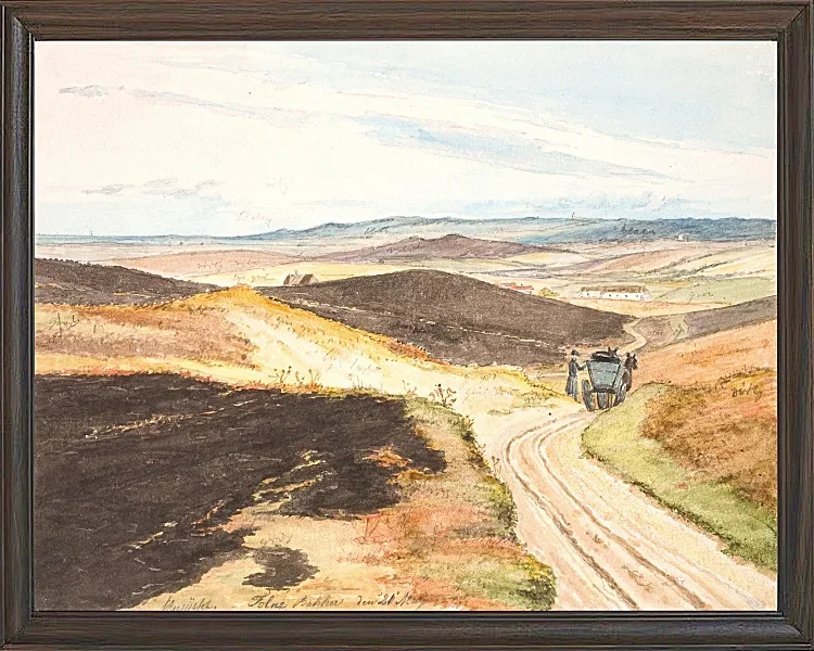 Martinus Rørbye – Hohle Straße in den Hügeln von Tolne, Vendsyssel 1833 | Giclée Kunstdruck gerahmt