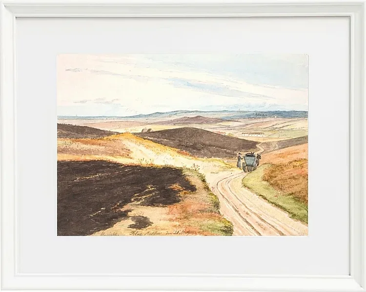 Martinus Rørbye – Hohle Straße in den Hügeln von Tolne, Vendsyssel 1833 | Giclée Kunstdruck gerahmt