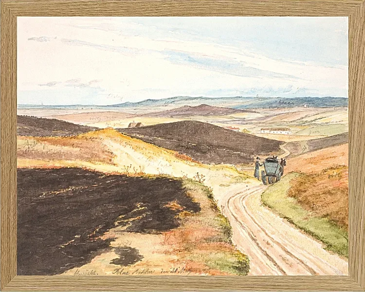 Martinus Rørbye – Hohle Straße in den Hügeln von Tolne, Vendsyssel 1833 | Giclée Kunstdruck gerahmt