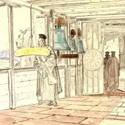 Martinus Rørbye | Klostergang med ur – 1836 | Indrammet kunsttryk | Danmarks Guldalder
