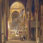 Martinus Rørbye | Capella Palatina i Palermo, Italien - 1842 | Indrammet kunsttryk | Danmarks Guldalder