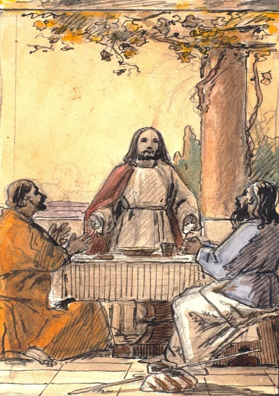 Martinus Rørbye | Kristus og de to disciple i Emmaus - 1842 | Indrammet kunsttryk | Danmarks Guldalder