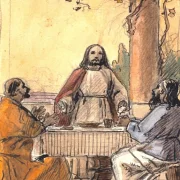 Martinus Rørbye | Kristus og de to disciple i Emmaus - 1842 | Indrammet kunsttryk | Danmarks Guldalder