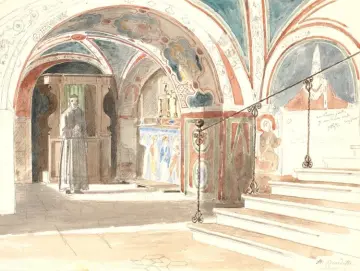 Martinus Rørbye | Kloster Benedetto in Subiaco - 1836 | Gerahmter Kunstdruck | Goldenes Zeitalter Dänemark