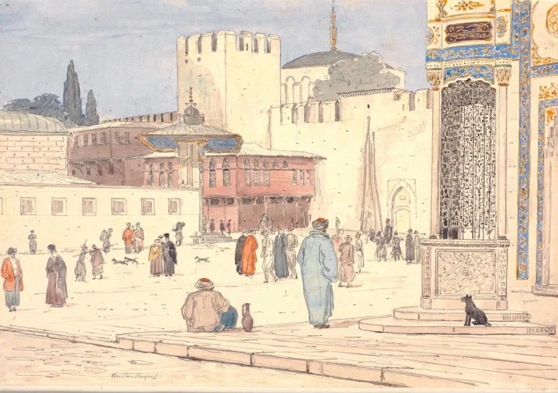 Martinus Rørbye | Pladsen foran Bab-i-Humayun i Konstantinopel – 1836 | Indrammet kunsttryk | Danmarks Guldalder