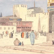 Martinus Rørbye | Pladsen foran Bab-i-Humayun i Konstantinopel – 1836 | Indrammet kunsttryk | Danmarks Guldalder